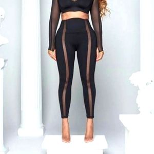 Ivy Park x Adidas Black Mesh Panel Leggings Small